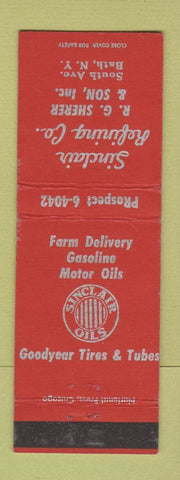 Matchbook Cover - Sinclair oil gas  Bath NY Goodyear Tires WEAR