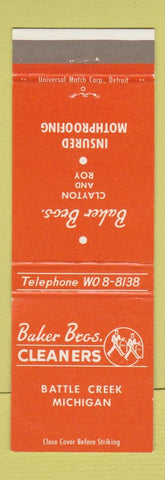 Matchbook Cover - Baker Bros Cleaners Battle Creek MI