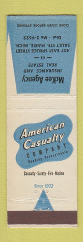 Matchbook Cover - McKee Insurance Sault Ste Marie MI
