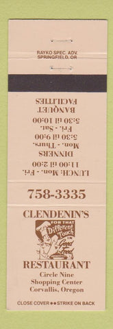 Matchbook Cover - Clendenin's Restaurant Corvallis OR
