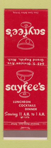 Matchbook Cover - Sayfee's Restaurant Grand Rapids MI