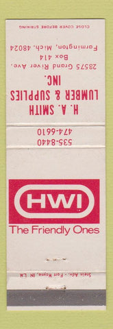 Matchbook Cover - HWI HA Smith Lumber Farmington MI