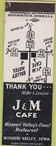 Matchbook Cover - J and M Cafe Missouri Valley IA