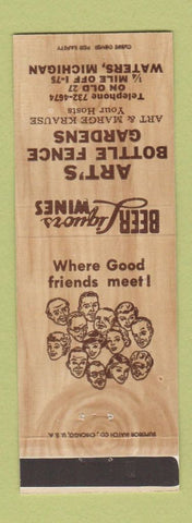 Matchbook Cover - Art's Bottle Fence Gardens Water sMI WEAR