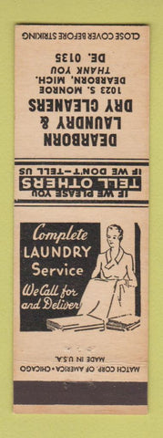 Matchbook Cover - Dearborn Laundry Dry Cleaners Dearborn MI