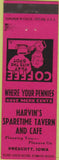 Matchbook Cover - Harvin's Sparetime Tavern Cafe Prescott IA