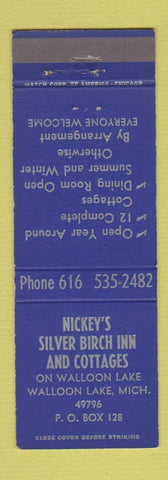 Matchbook Cover - Nickey's Silver Birch Inn Cottages Walloon Lake MI