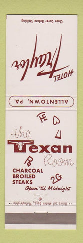 Matchbook Cover - Hotel Traylor Allentown PA Texas Room