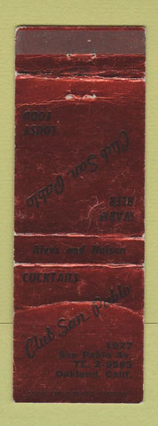 Matchbook Cover - Club San Pablo Oakland CA WORN