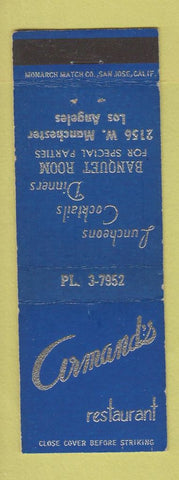 Matchbook Cover - Armand's Restaurant Los Angeles CA