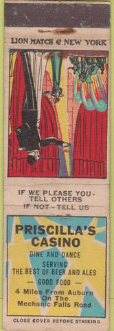 Matchbook Cover - Priscilla's Casino Auburn ME? 30's WEAR