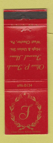 Matchbook Cover - Oliver Founds Funeral Home West Chester PA WORN