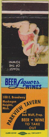Matchbook Cover - Parkview Tavern Muskegon Heights MI pinup