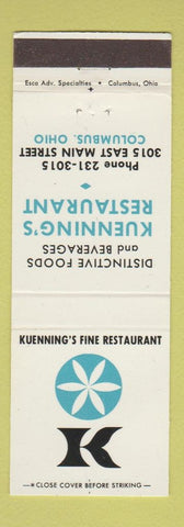 Matchbook Cover - Kuenning's Restaurant Columbus OH