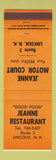 Matchbook Cover - Jeanne Motor Court Restaurant Lincoln NH
