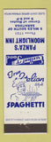 Matchbook Cover - Panza's Moonlight Inn Saratoga Springs NY