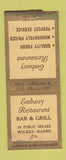 Matchbook Cover - Embassy Restaurant Wilkes Barre PA BOBTAIL