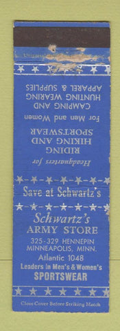 Matchbook Cover - Schwartz's Army Store Minneapolis MN WORN