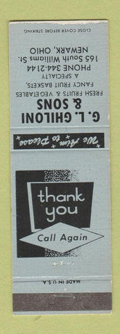 Matchbook Cover - GL Ghiloni & Sons Fruit Vegetables Newark OH