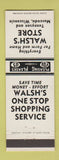 Matchbook Cover - Walsh's Store Tennyson Muscoda WI