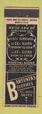 Matchbook Cover - Bartunek's Men's Clothes Cleveland OH