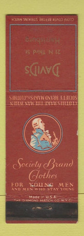 Matchbook Cover - Society Brand Men's Clothes David's Harrisburg PA