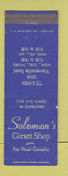 Matchbook Cover - Solomon's Corset Shop Montoursville PA