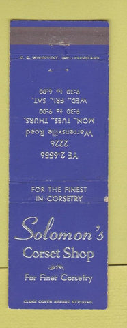 Matchbook Cover - Solomon's Corset Shop Montoursville PA