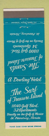 Matchbook Cover - The Surf of Treasure Island St Petersburg FL