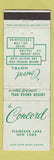 Matchbook Cover - Concord Hotel Kiamesha Lake NY