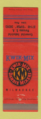 Matchbook Cover - Swik Mix Dandie Mixers Milwaukee WI Lima Peru WORN BACK