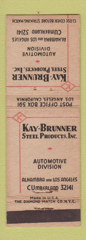 Matchbook Cover - Kay Brunner Steel Alhambra Los Angeles CA WEAR