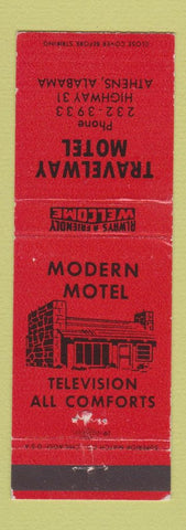 Matchbook Cover - Travelway Motel Athens AL WEAR