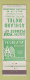 Matchbook Cover - Ashland Motel Ashland WI WORN BACK