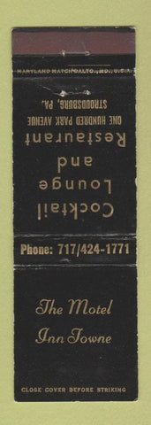 Matchbook Cover - The Motel Inn Towne Stroudsburg PA