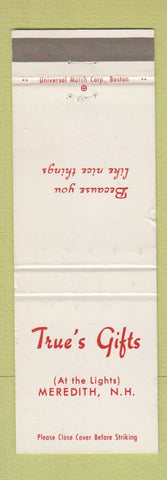 Matchbook Cover - True's Gifts Meredith NH WEAR