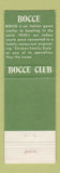 Matchbook Cover - Bocce Club