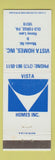 Matchbook Cover - Vista Homes Old Forge PA