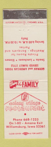 Matchbook Cover - Colony Village Restaurant Williamsburg OH