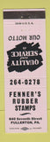 Matchbook Cover - Fenner's Rubber Stamps Fullerton PA LAVENDER