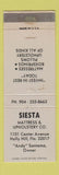 Matchbook Cover - Siesta Mattress Upholstery Holly Hill FL