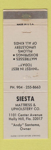 Matchbook Cover - Siesta Mattress Upholstery Holly Hill FL
