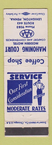 Matchbook Cover - Mahoning Court Motel Lehighton PA WEAR