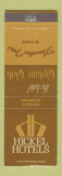Matchbook Cover - Hickel Hotels Anchorage Fairbanks AK