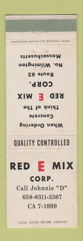 Matchbook Cover - Red E Mix Concrete North Wilmington MA