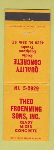 Matchbook Cover - Theo Froemming Sons Concrete Milwaukee WI