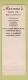 Matchbook Cover - Marmac's Prime Rib Restaurant Downey Lynwood CA #3 RED