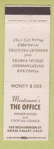 Matchbook Cover - Montanari's The Office Grass Valley CA