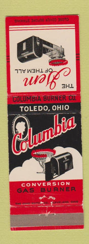 Matchbook Cover - Columbia Conversion Gas Burner Toledo OH