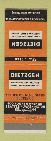 Matchbook Cover - Dietzgen Architects Engineers Supply Seattle WA